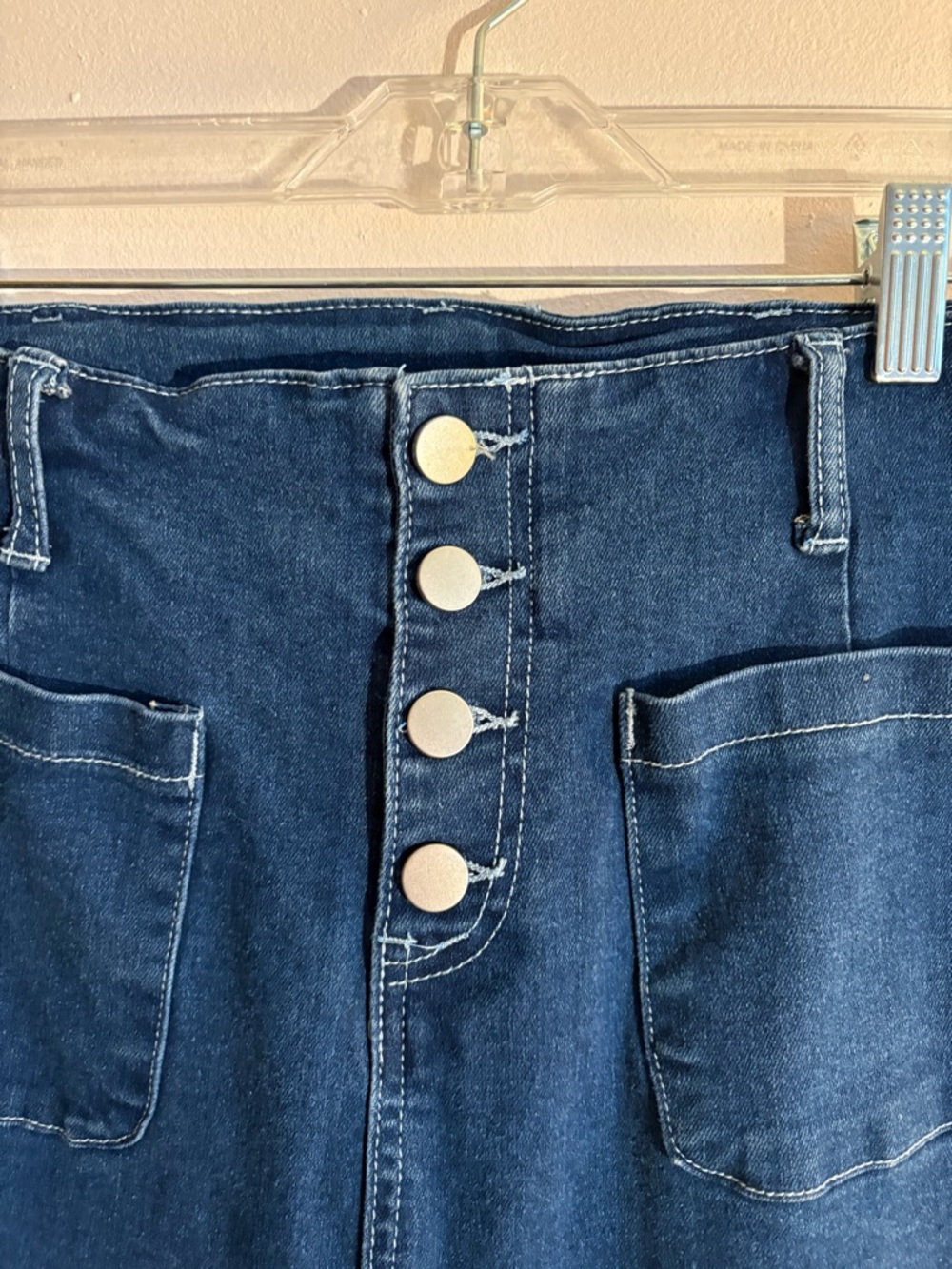 Sidefeel Wide Leg Cropped Jeans Button Fly High Rise Dark Wash Size 12 - Picture 3 of 4